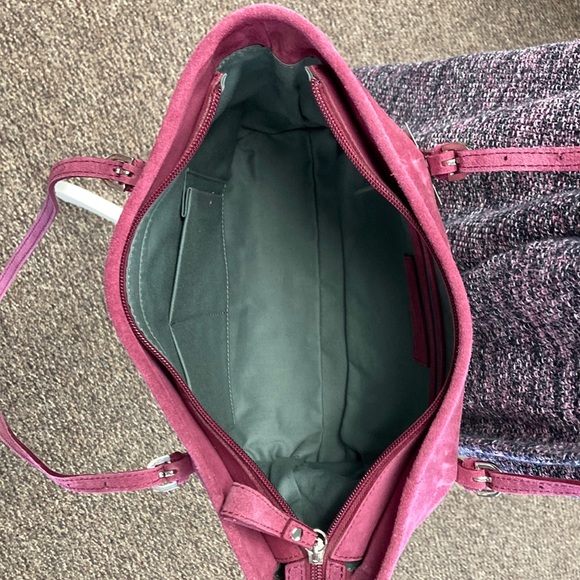 Italian leather raspberry suede handbag of Florence Italy NWT - Picture 8 of 13